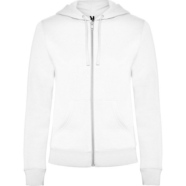 Sudadera femenina de algodón con cremallera y gorro